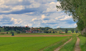 Schönes Schwabenland - Blick auf den Burtenbacher Ortsteil Kemnat am 8.August 2023.